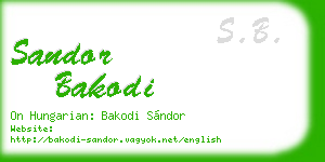 sandor bakodi business card